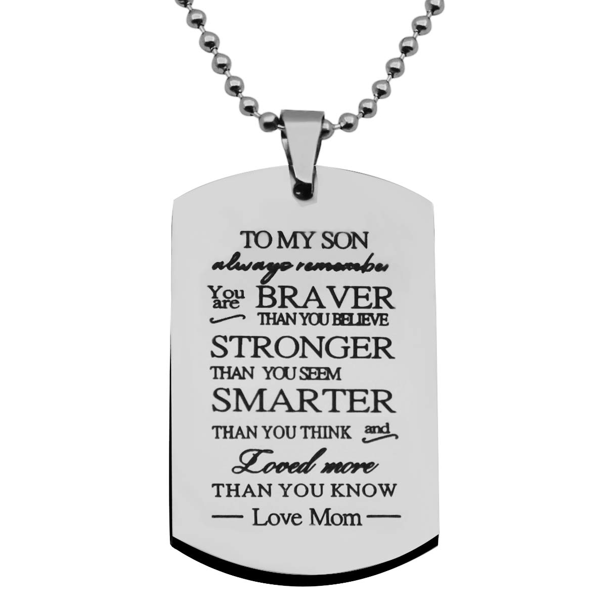 To My Son Dog Tag Military Stainless Steel Pendant Necklace gifts for Men Teen boys,Birthday Graduation Christmas Gifts to Son from Dad Mom.…