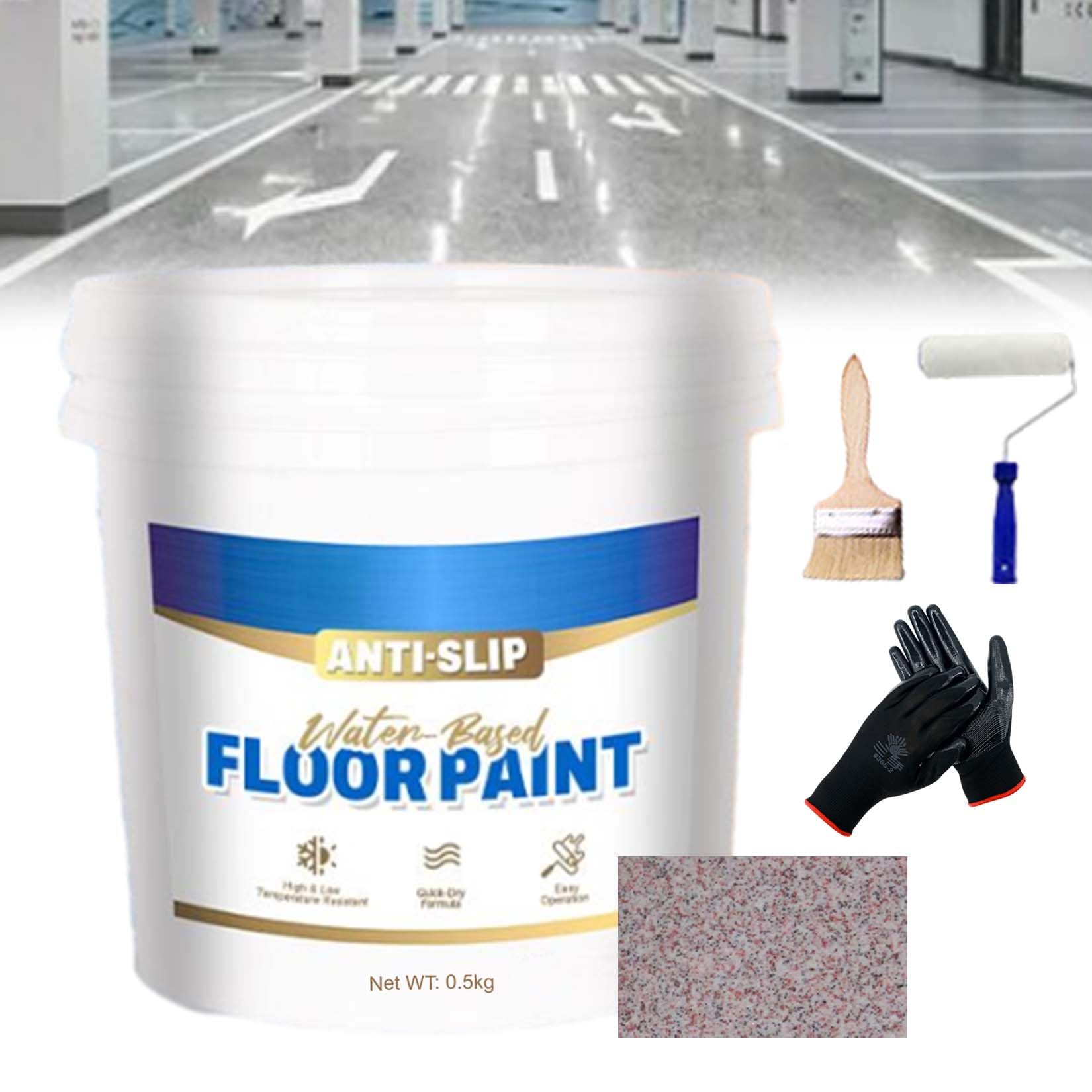 Wear-Resistant Anti-Slip Self-Leveling Epoxy Floor Paint, High-Gloss Marble Effect Epoxy Floor Coating, Epoxy Floor Paint for Concrete, Anti-Slip Quick-Dry Water-Based Garage Floor Paint (Pink)