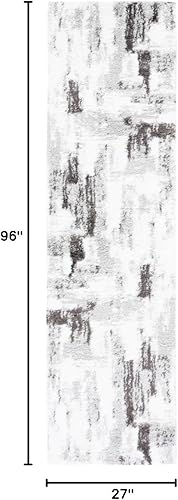 Miniatura 2 de SAFAVIEH Berber Shag Collection - Tapete para pasillo, 2 pies 3 pulgadas x 8 pies, color gris y gris oscuro, diseño abstracto, no desprende pelusa y