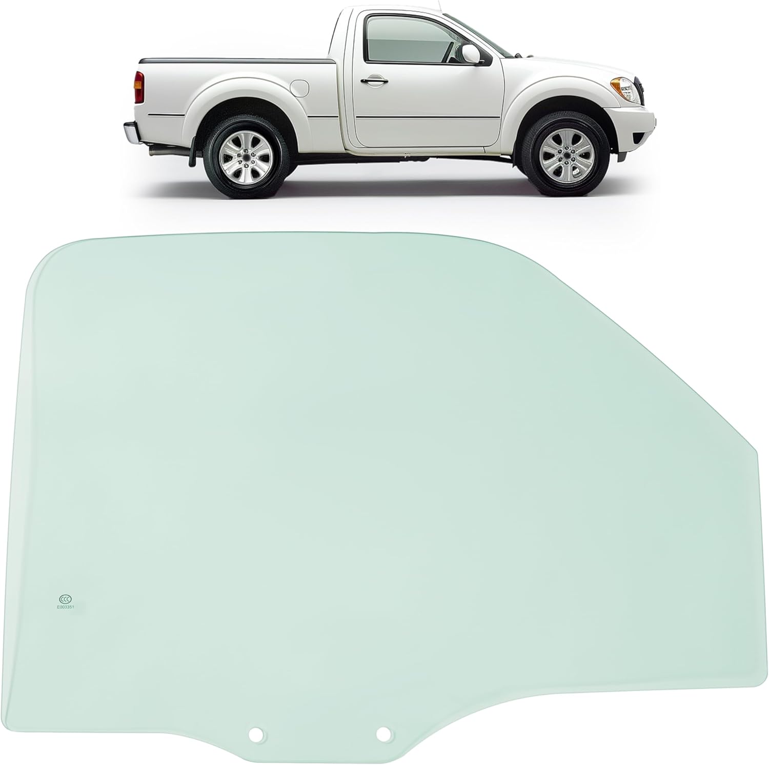 Front Right Door Window Glass Compatible with 1993-2011 Ford Ranger Pickup & 1994-2010 Mazda B3000 B4000 B2500 B2300 Light Green Tempered Glass - Passenger Side