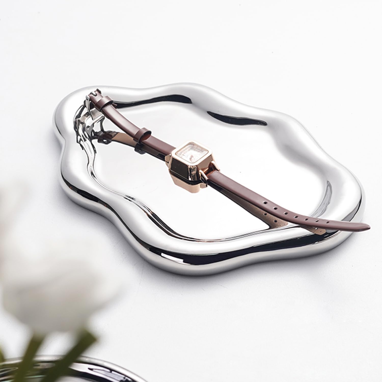 BIGPIPI Vassoio Portagioie In Ceramica Per Anello, Portachiavi, Ciondolo, Grazioso E Decorativo A Forma Di Nuvola, Decorazione Per La Stanza, Regalo Estetico (argento