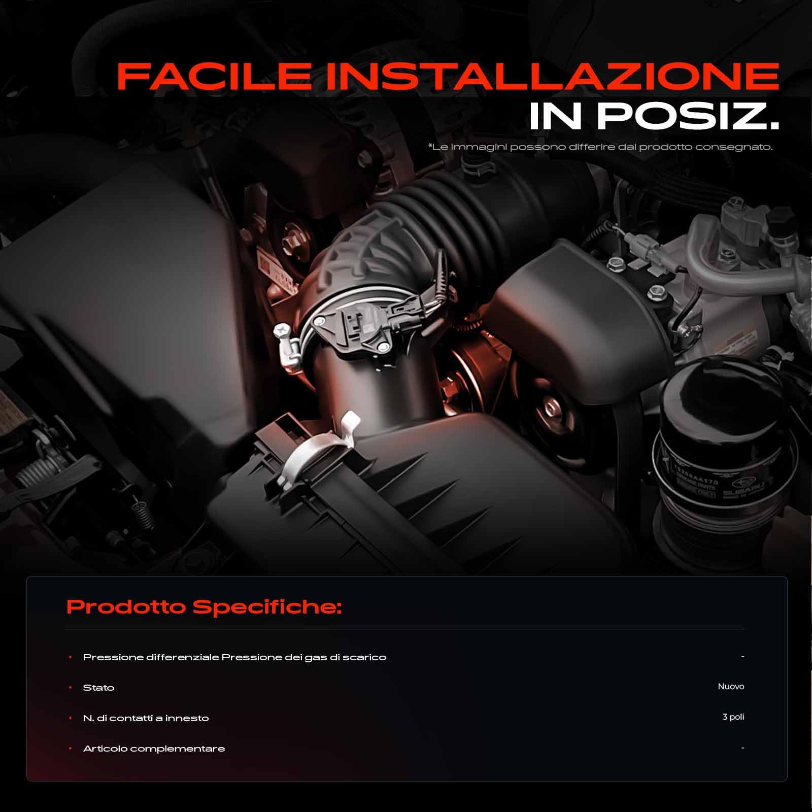 Frankberg Sensore pressione differenziale Pressione gas di scarico 3-Poli Compatibile con GLK-Class X204 Classe E T-Model S212 Classe E W212 B-Class W242 W246 V-Class W447 Replace# 6429050200