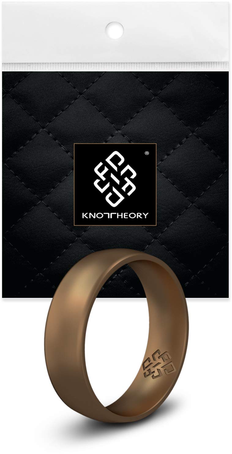 Knot Theory Step Edge Silicone Rings for Men - Breathable 9mm Rubber Wedding Band in Black, Gold, Silver, Blue, Green, or Red