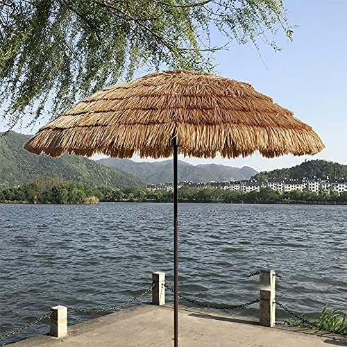 KOMFOTTEU Hawaii Sonnenschirm 283cm - Tropischer Strohschirm Mit Kurbel Für Garten & Strand