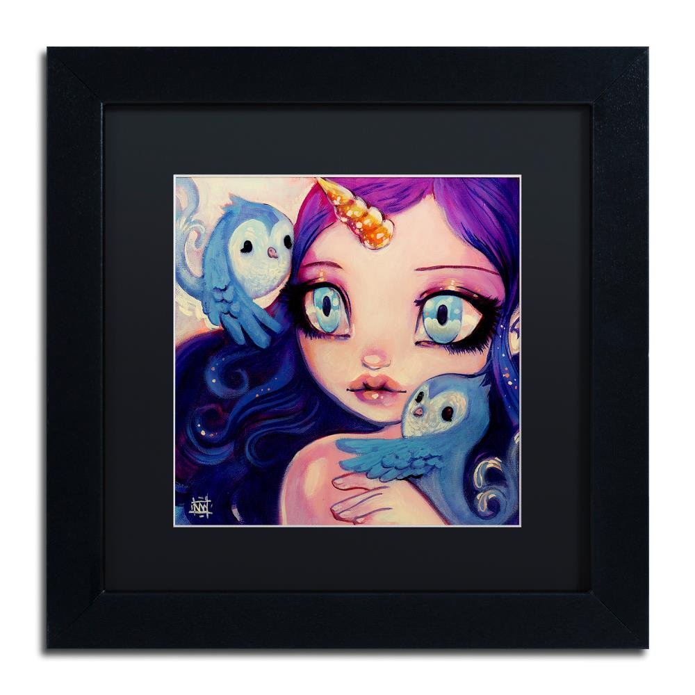 Trademark Fine Art A Little Birdy Told Me by Natasha Wescoat, Black Matte, Black Frame 11x11-Inch