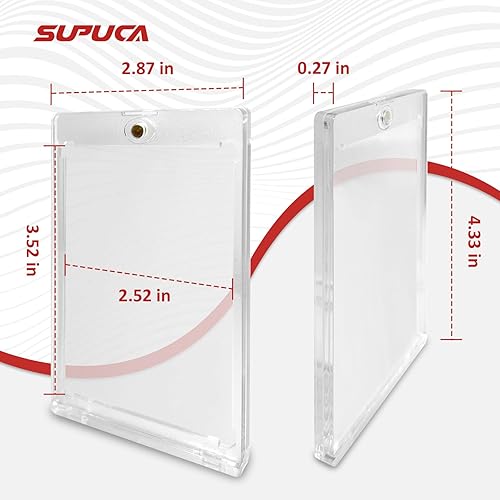 Miniatura 4 de Paquete de 50 portatarjetas magnético de 35 puntos, protectores de tarjetas comerciales con un solo toque, para tarjetas de béisbol, tarjetas