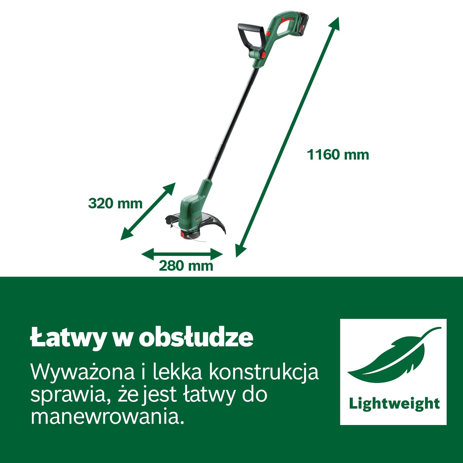 Bosch Easygrasscut Akumulatorowa Podkaszarka do Trawy, Zielony, 26 cm