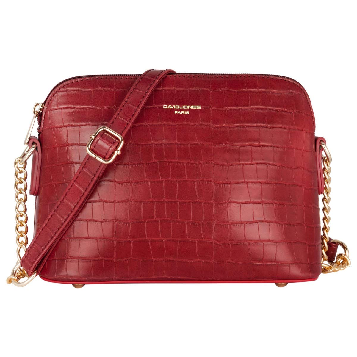 David Jones - Piccola Borsa a Tracolla Spalla Donna Catena - Borsa Mano Pelle Coccodrillo Messenger Crossbody Bag - Clutch Borsetta Sera Pochette - Shopping Sacchetto Borsello - Rosso
