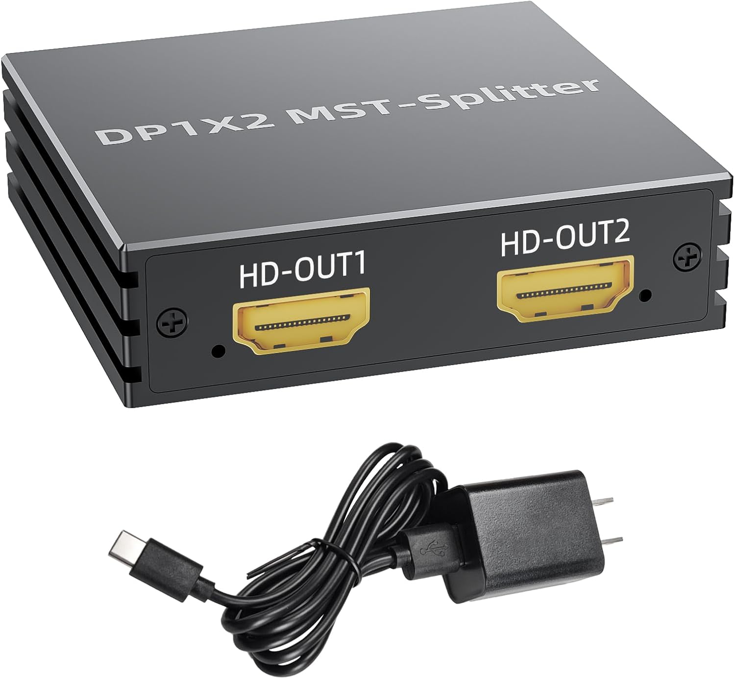 DisplayPort to Dual HDMI Adapter 4K@60Hz 1 in 2 out MST Hub Display port to HDMI Monitor Splitter for Dual Monitor Extend Mirror Display, with Audio Out, for PC NVIDIA AMD Graphics Card - w/Power