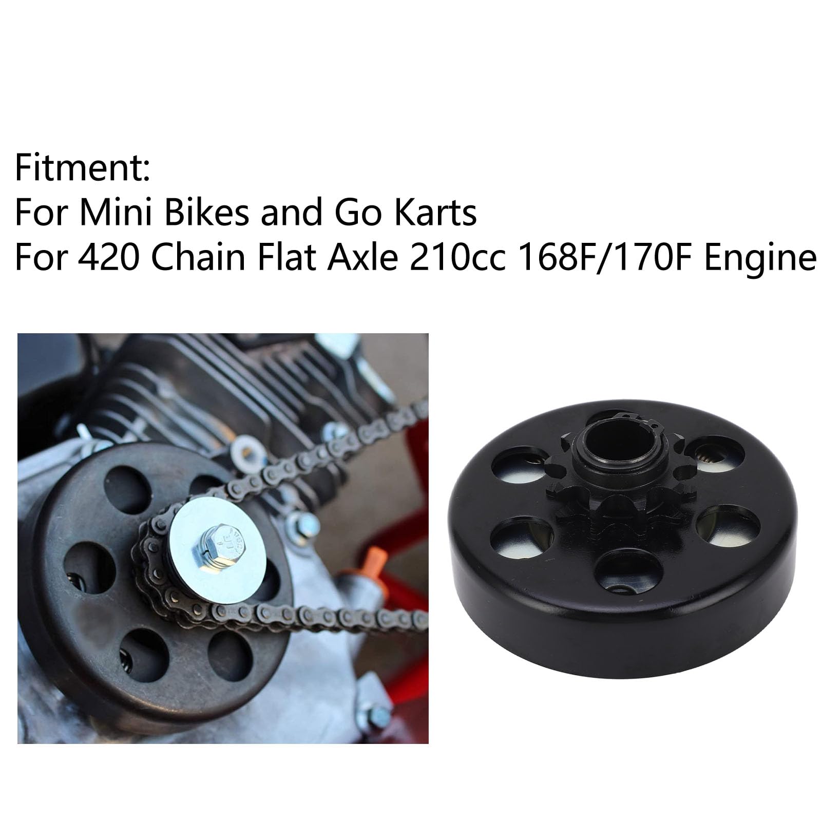 20-Mm-10T-Kart-Rennkupplung, Premium-Metalldesign für Mini-Bikes, 420-Kette, 210-168F/170F-Motor, mit Kaliber 20 Mm, Passend für Mini-Bikes und Go-Karts
