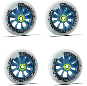 Indoor/Outdoor Roller Skate Wheels 4 Pack 90mm/100mm/110mm Inline Skate Wheels, 85A Roller Skating Wheel Replacement with Bearings