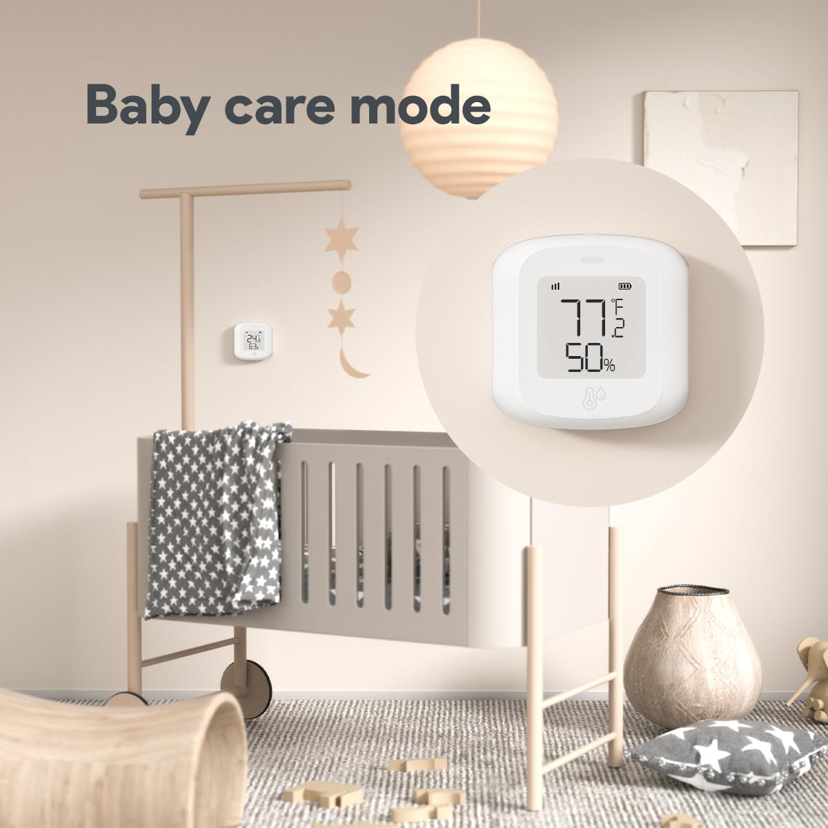 Haozee Wifi Temperatur- und Feuchtigkeitssensor,Indoor Hygrometer Thermometer mit LCD-Display,Unterstützung APP Remote Monitor,Flexible Installation