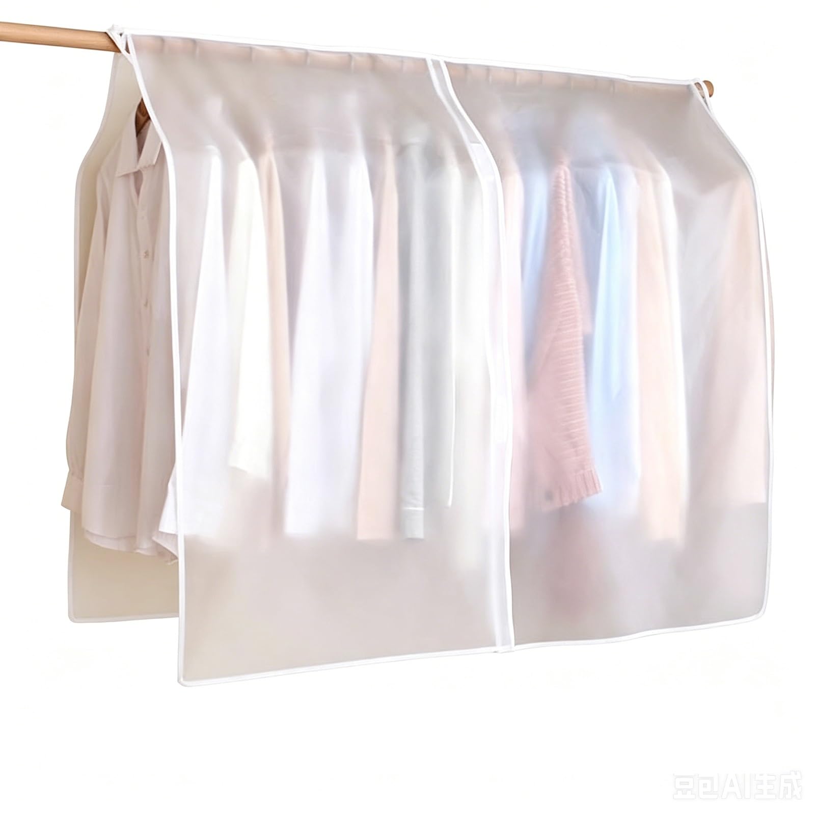 Translucent Garment Bags for Hanging Clothes, PEVA Clothing Rack with Cover, Ideal for Suits, Wardrobes and Standing Clothes Racks(110 * 120cm/43 * 47in)