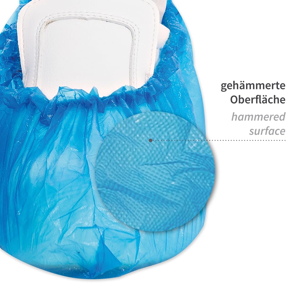 Hygostar 2000x Schuhüberzieher Einweg blau, CPE Überzieher Schuhe, Schuh Überzieher wasserdicht, Überschuhe Fersenschutz für Schuhe, Schuhüberzieher reißfest, Überschuhe elastisch, Überziehschuhe