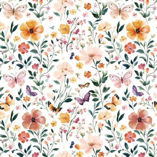Theper Floral Peel and Stick Wallpaper Floral Contact Paper 17.3"×197"