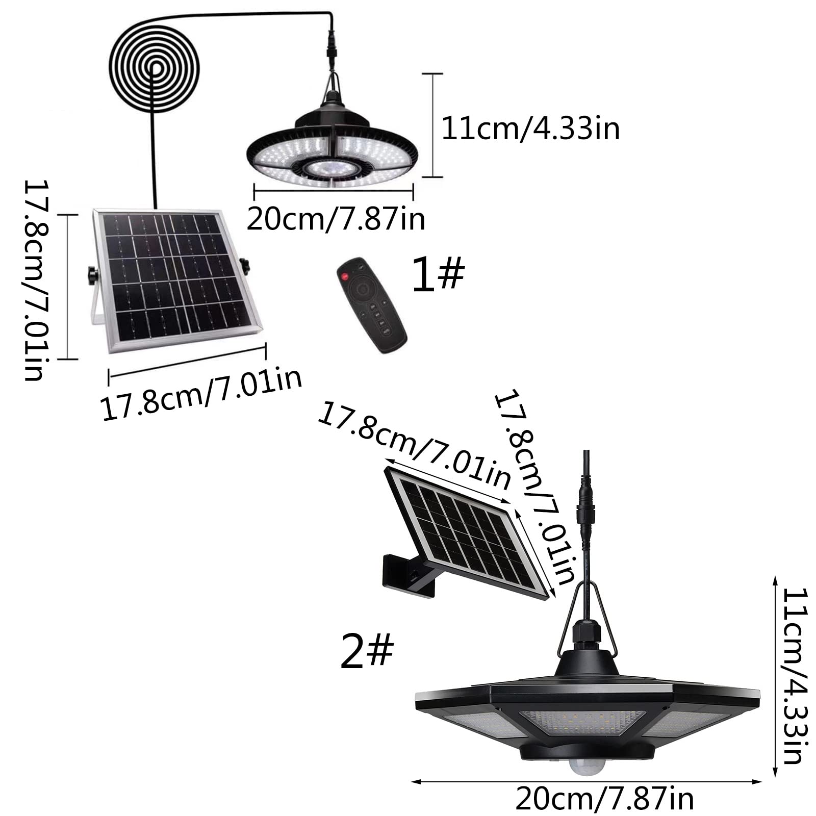 Lampada da capanno solare per interni ed esterni a energia solare Pandent Luci di lavoro diurno Telecomando Lampada di sicurezza per Garage Gazebo