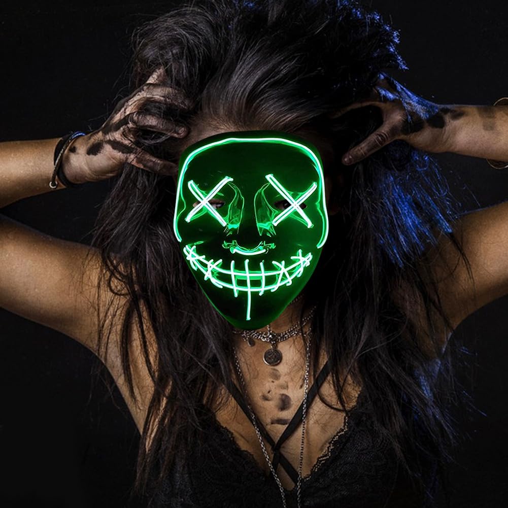 Halloween Masks, Horror LED Mask, Light Up Mask, Scary Masks with 3 Lighting Modes - Image 4