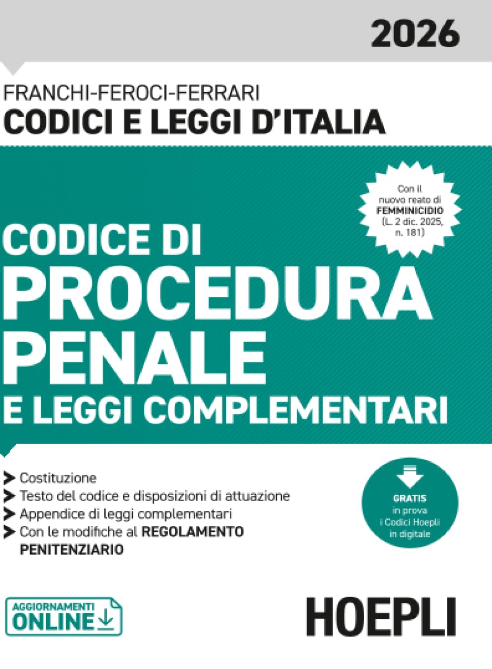 Codice di Procedura penale e leggi complementari 2026
