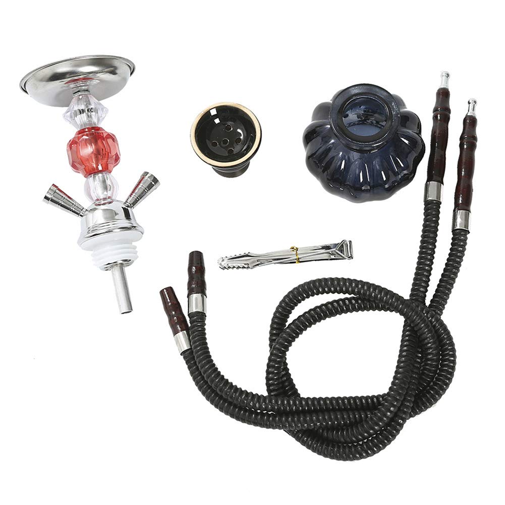 Großes Doppelrohr Shisha Set, große arabische Doppel Shisha Glas Shisha Set, geeignet für Familien, ausländische Hotels, Bars, Clubs, Hotels,Schwarz
