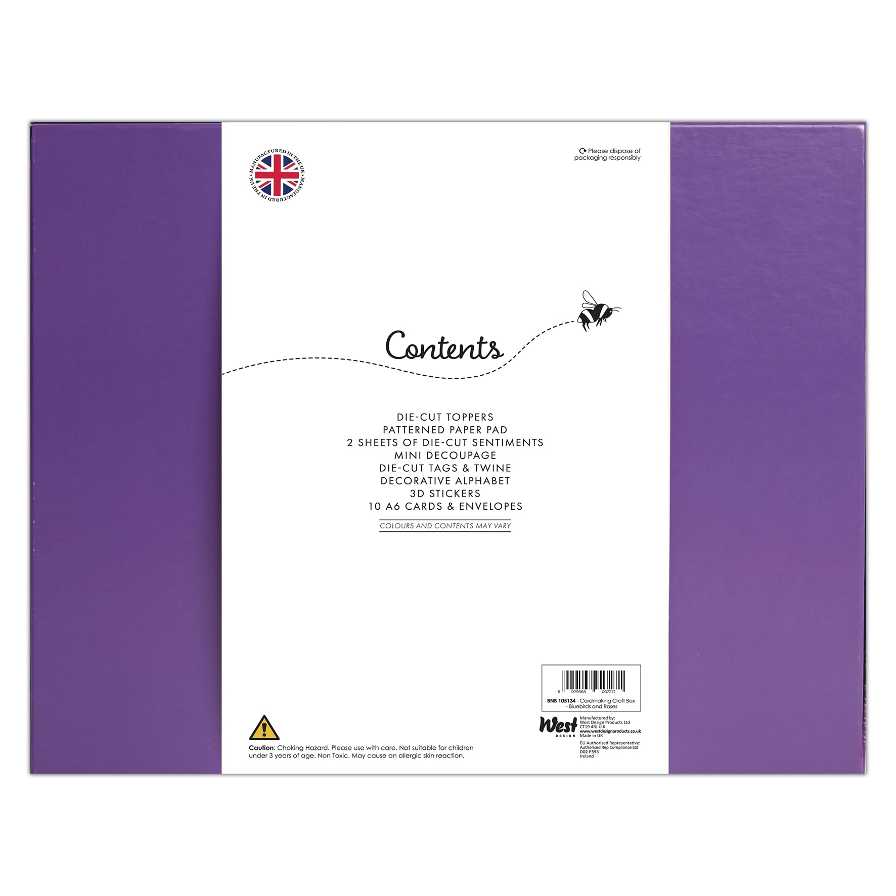 Bee & Bumble Cardmaking Craft Making Supplies Box Bluebirds & Roses, Die-Cut, Notelets, Stamps, Decoupage, Stickers, A6 Cards & Envelopes, Scrapbooking, Personalised Cards Birthday, Wedding, Christmas