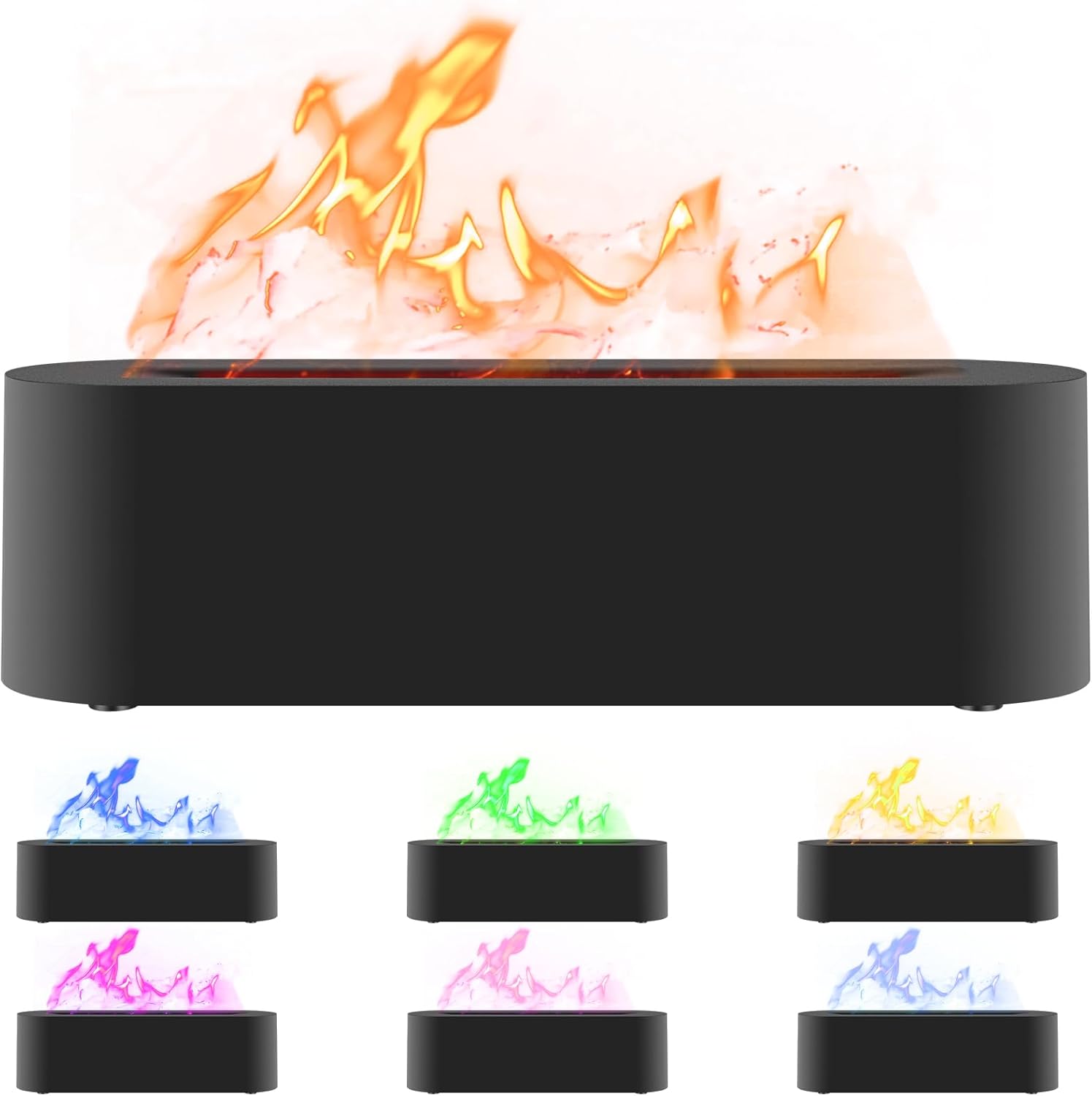 Flame Essential Oil Diffuser with 7 Colour Lights, Silent Flame Effect