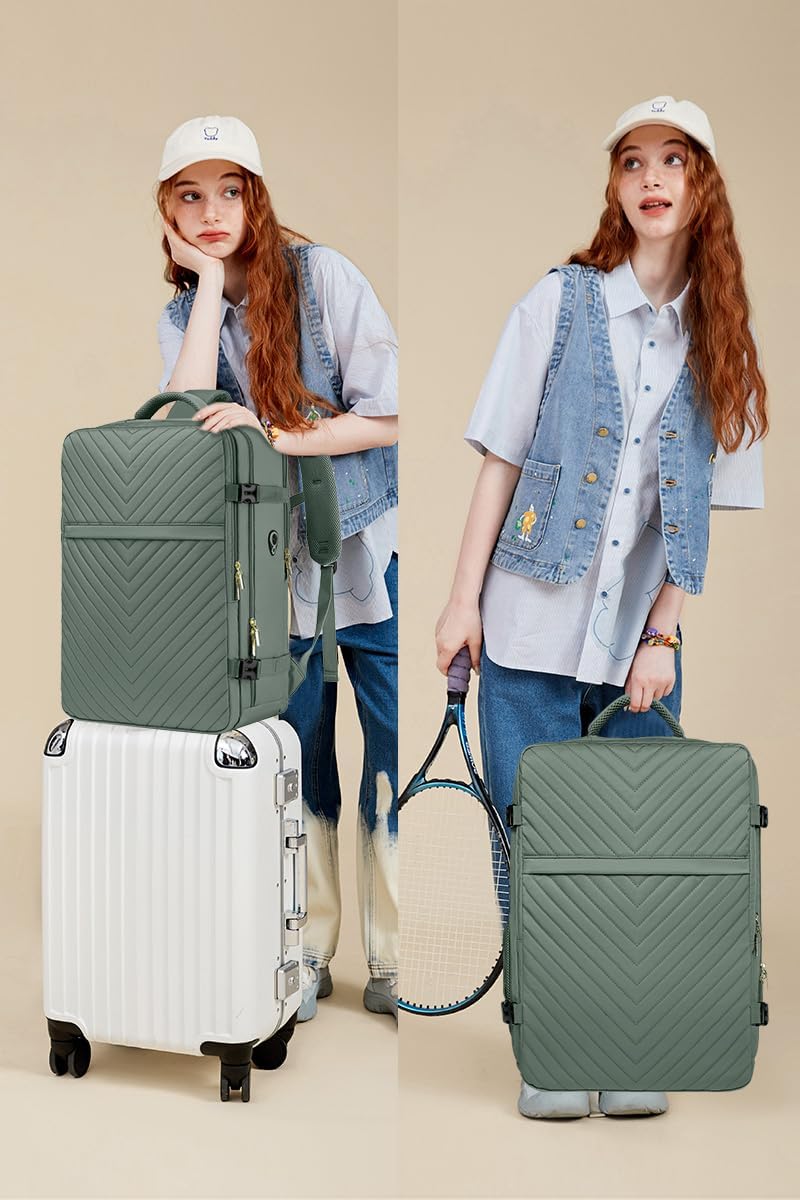 Large Carry On Travel Backpack - Flight Approved Waterproof Luggage Suitcase Backpacks Personal Item Size for Women Men Fit 17 Inch Laptop College Overnight Bag Anti-Theft Weekender Daypack Dark Green - Image 8