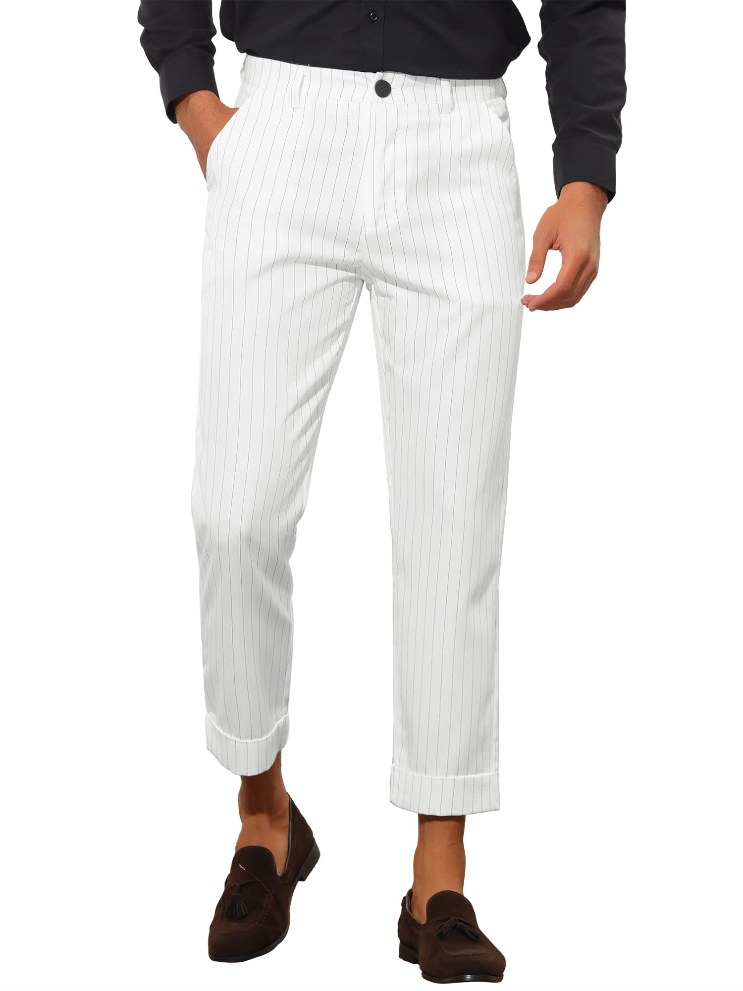 Lars Amadeus Men's Stripe Dress Pants Slim Fit