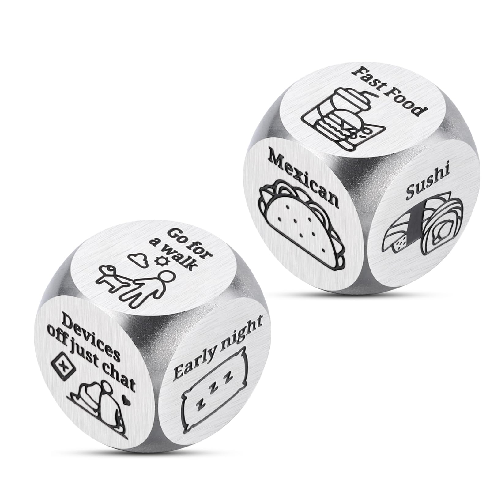 10th Tin Anniversary Wedding Gifts for Her Him Him Her Anniversary Presents Couples Date Night Gift Boyfriend Funny Date Night Gifts Stocking Stuffers Food Decision Dice Wedding Registry Ideas