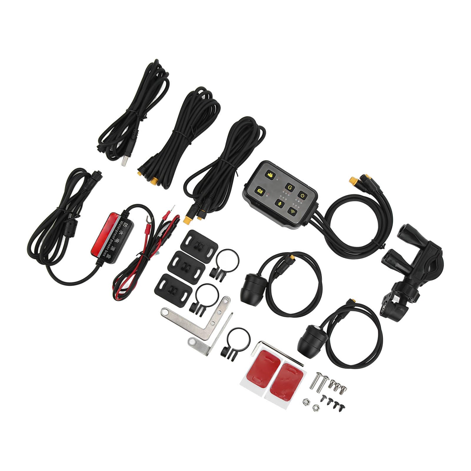 KIMISS Cámara de Salpicadero para Motocicleta con Grabación Dual de 1080P, Resistente Al Agua IP67, Sensor de Gravedad y Control de Aplicación para Cámara Delantera y Trasera