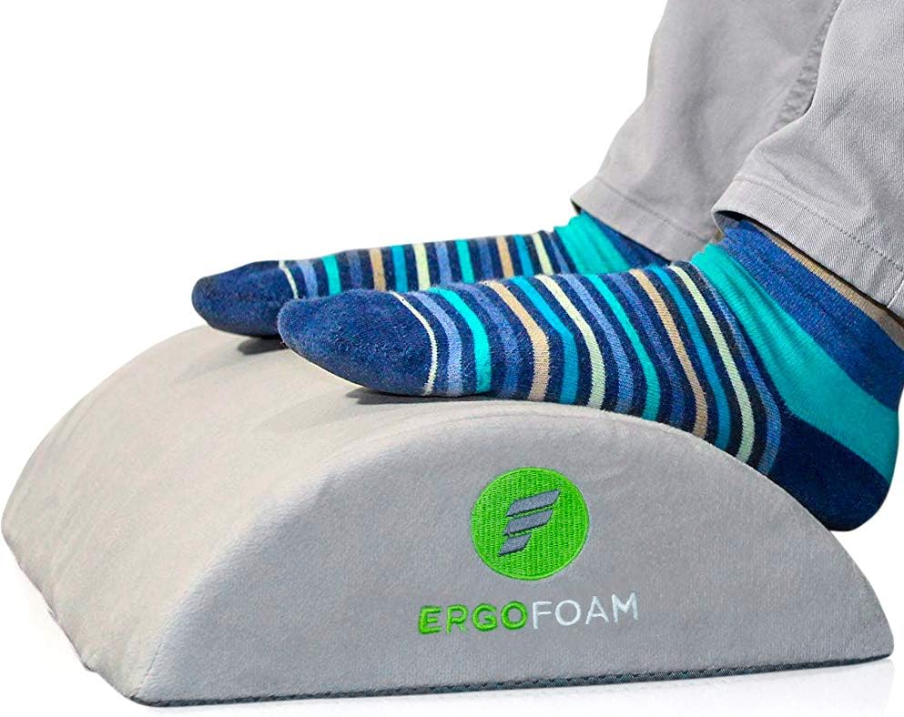 ErgoFoam Ergonomic Foot Rest Under Desk Premium Velvet Soft Foam