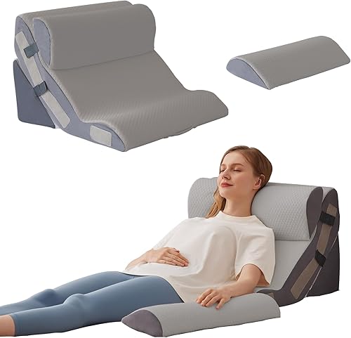 Miniatura 1 de Juego de 4 almohadas de cuña para después de la cirugía, almohada de espalda para sentarse en la cama, almohada de cuña de espuma 10 en 1 para