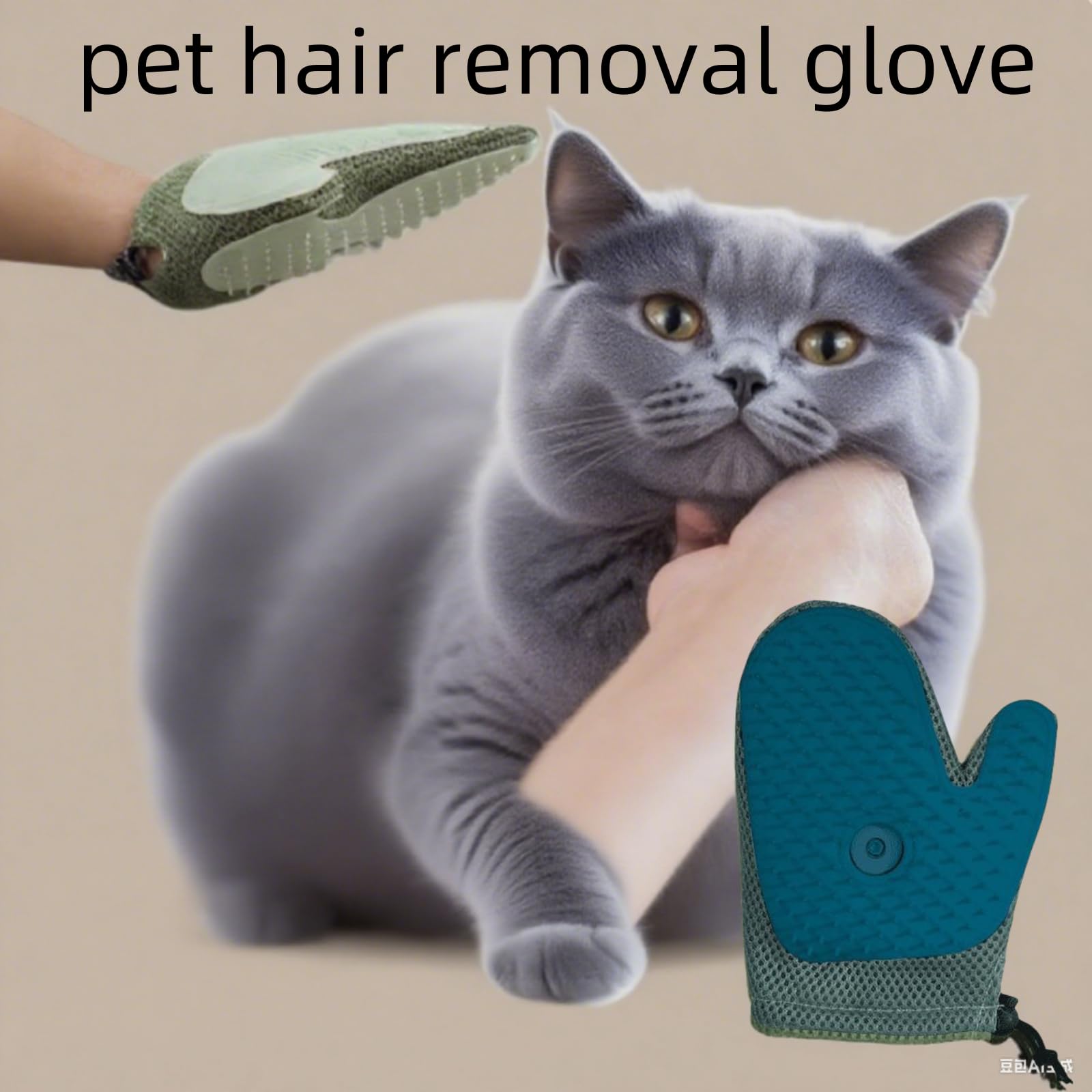 Guante de depilación de mascotas, niebla de aseo 3 en 1 para mascotas, guantes, para perros y gatos, herramientas de eliminación de pelo y sofá, ropa (azul)