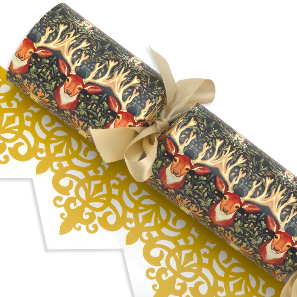 Christmas Stags | William Morris | 12 Large Crackers & Ribbon | Make Your Own
