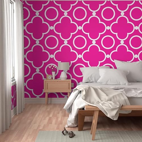 Miniatura 5 de Spoonflower Peel & Stick Wallpaper 9ft x 2ft - Lattice Pinkpop Pink Circles Tile Pop Decor Garden Custom Removable Wallpaper