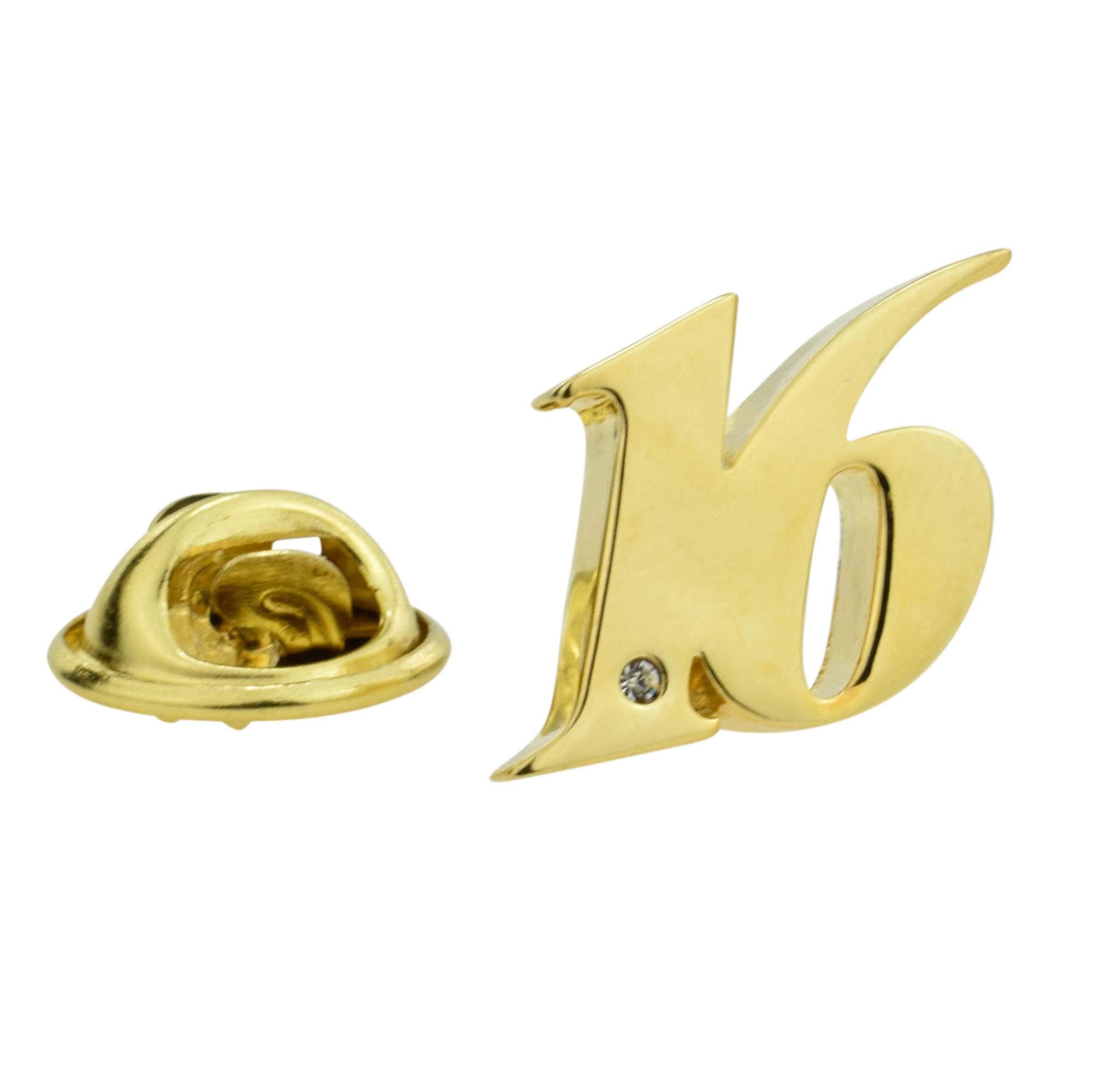 Giftsearch Gold Plated 16 Lapel Pin Badge With Crystal Decoration