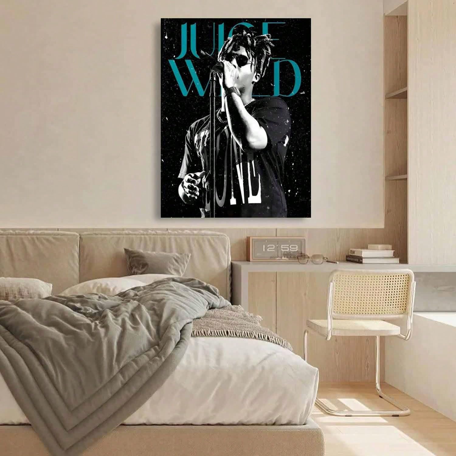 LYBCEOUG Decorazione da parete per appassionati di Hip Hop, stampa su tela di un rapper, ritratto di un artista rap, decorazione per la casa (70x90 cm/con cornice)