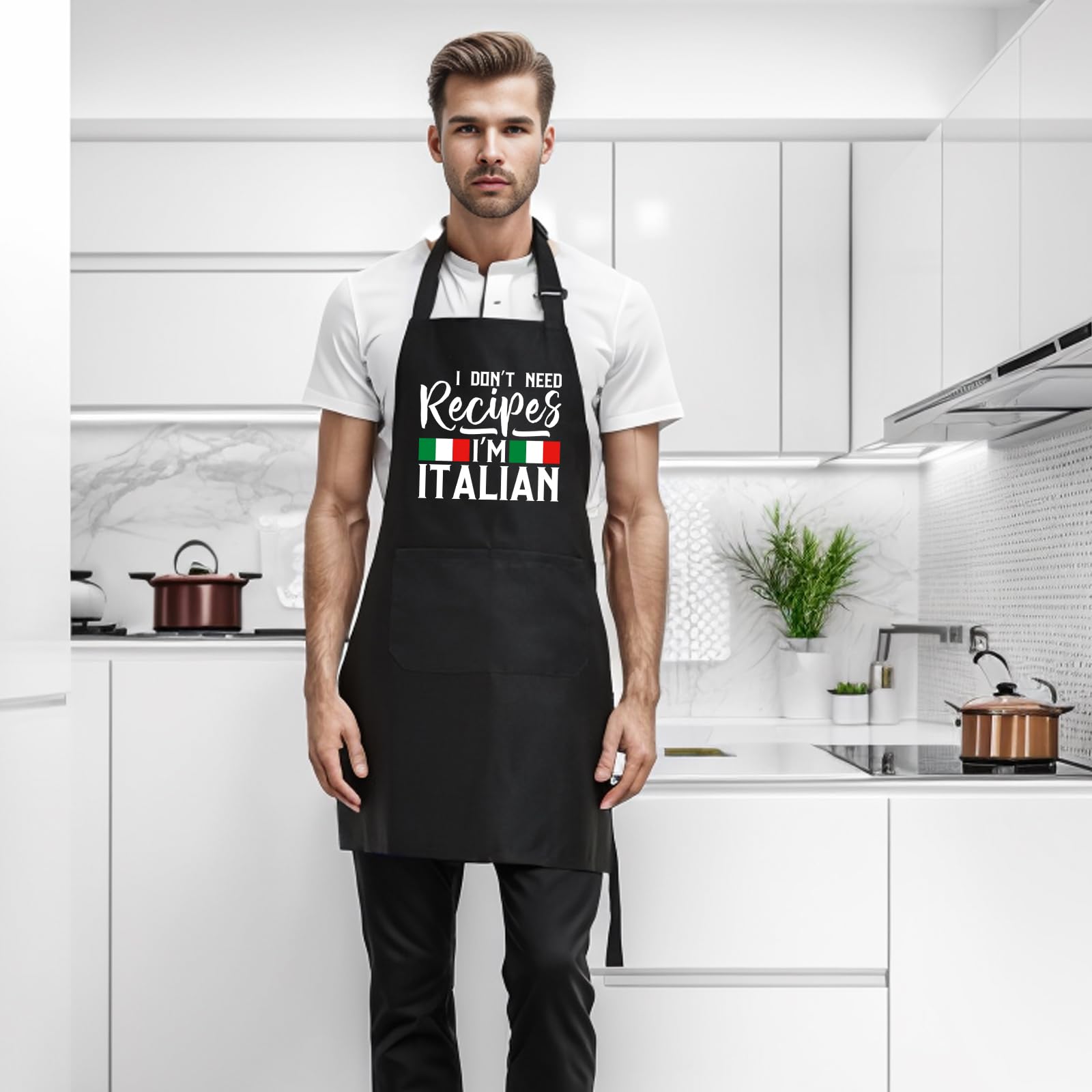 Delantales divertidos para hombres y mujeres con bolsillos, delantal italiano para cocinar a la parrilla BQQ, regalos para cumpleaños de chef y marido