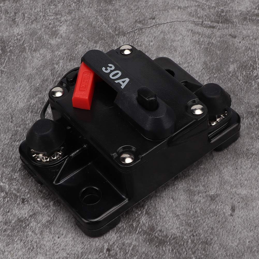 EVGATSAUTO 12V 30A/40A/60A Inline wyłącznik bezpiecznikowy falownik samochodowy stereo audio resetowalny samonaprawialny reset bezpiecznika (30A)