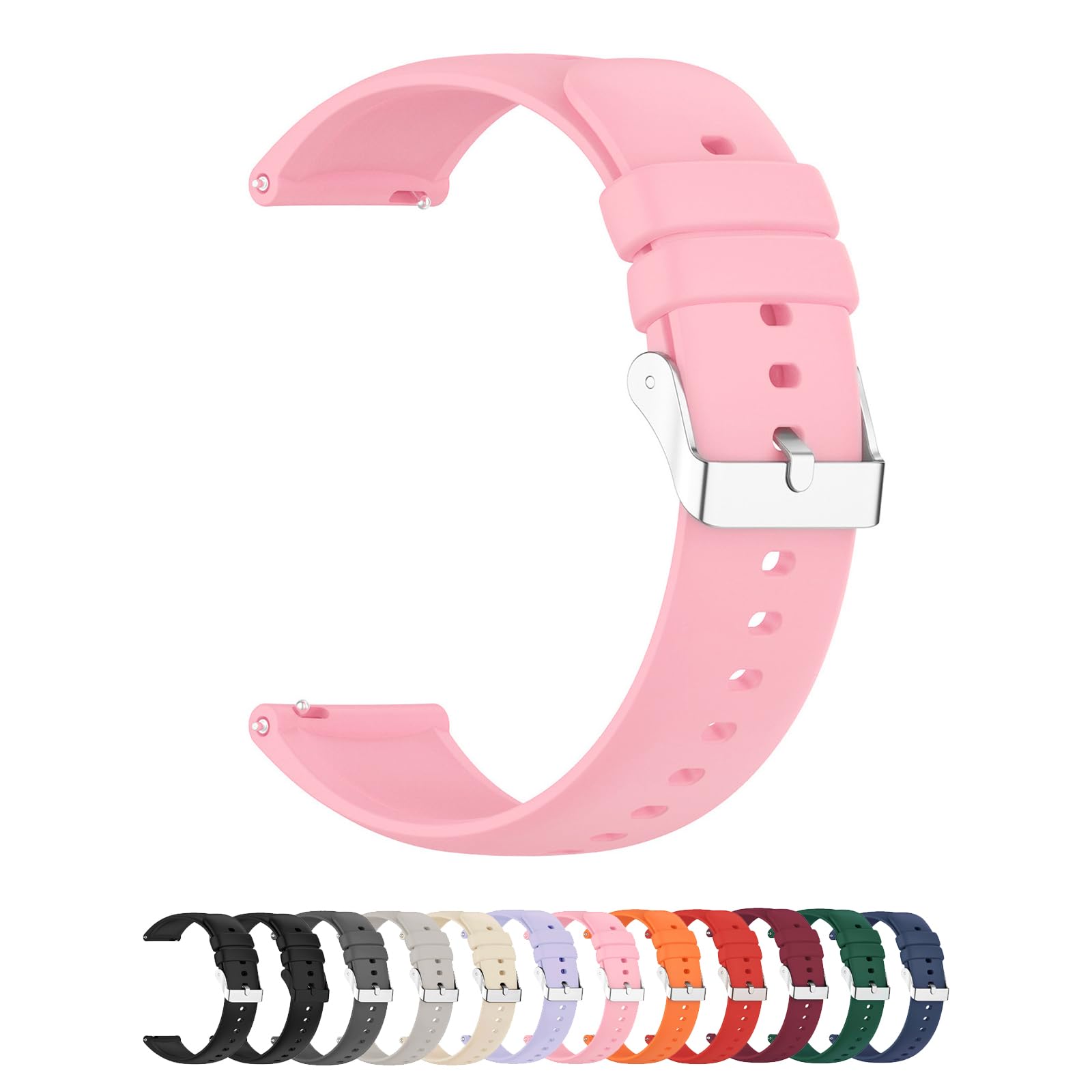 Silicone Strap, Quick Buckle Waterproof Soft Strap, Black Strap, Silver Stainless Steel Buckle, Men's and Women's Smartwatch Strap, Sport Watch Strap