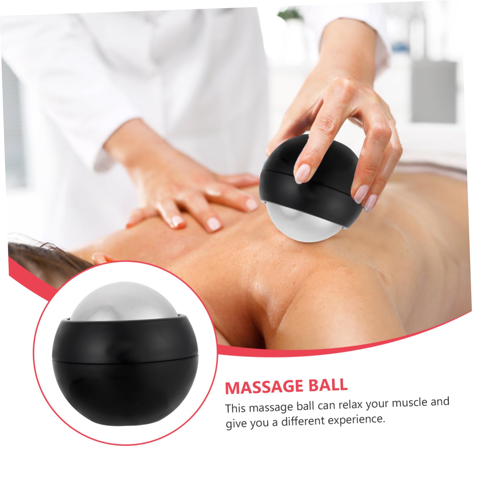 COLLBATH Ergonomischer Massageball aus Abs und Edelstahl mit Kaltkompresse für Fitness Massage und Yoga Training zur Muskelentspannung und Schmerzlinderung Schwarz