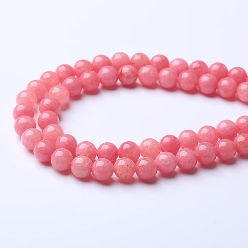 Miniatura 4 de 60 piezas de cuentas de jade rosa natural de 6 mm, cuentas redondas de rodocrosita calcedonia para hacer joyas, pulseras de bricolaje, piedra de