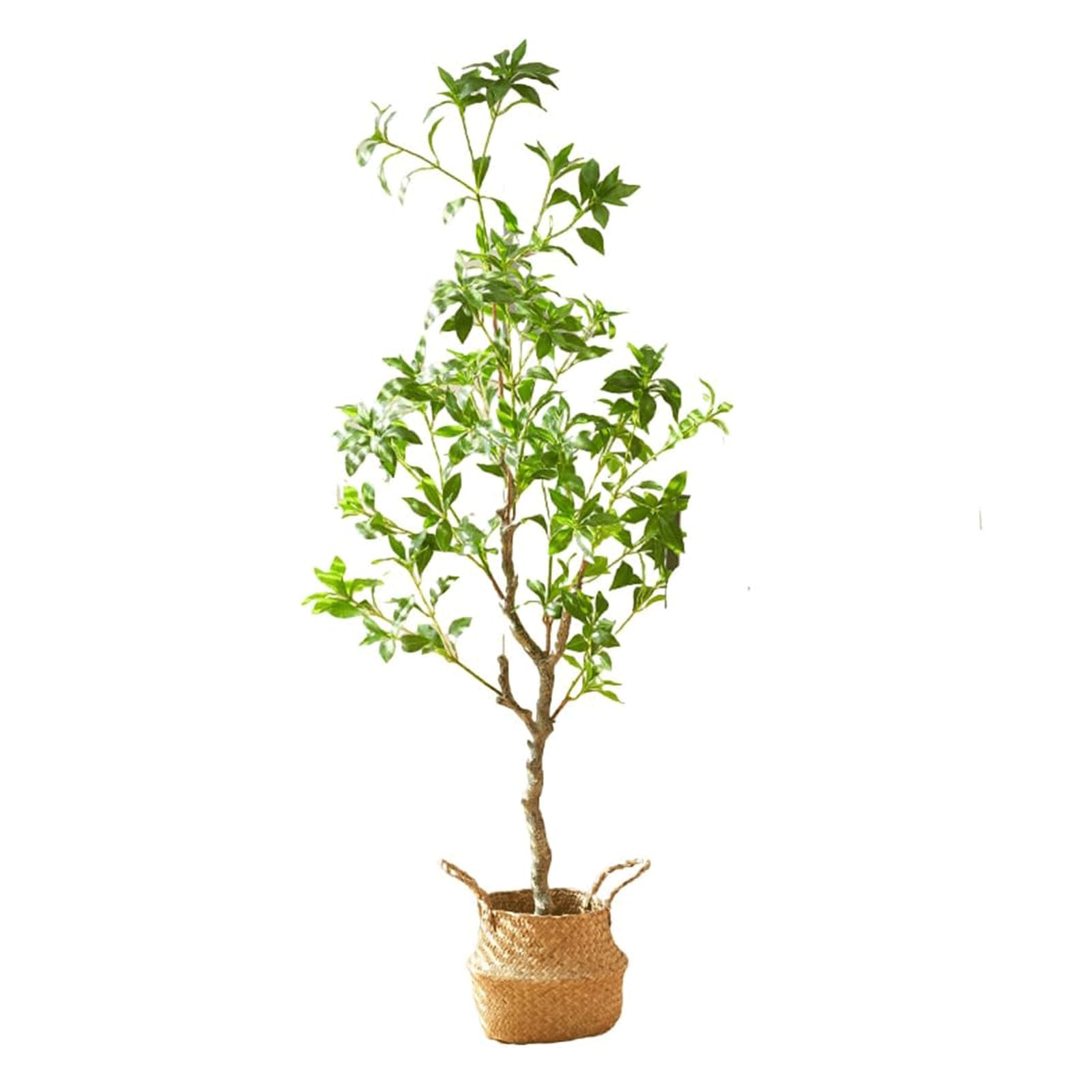 GLJTUO fake tree 4.9ft Tall Fake Tree Artificial Tree With Woven Seagrass Belly Basket Simulation Tree For Indoor Outdoor Fake Plants Realistic Design