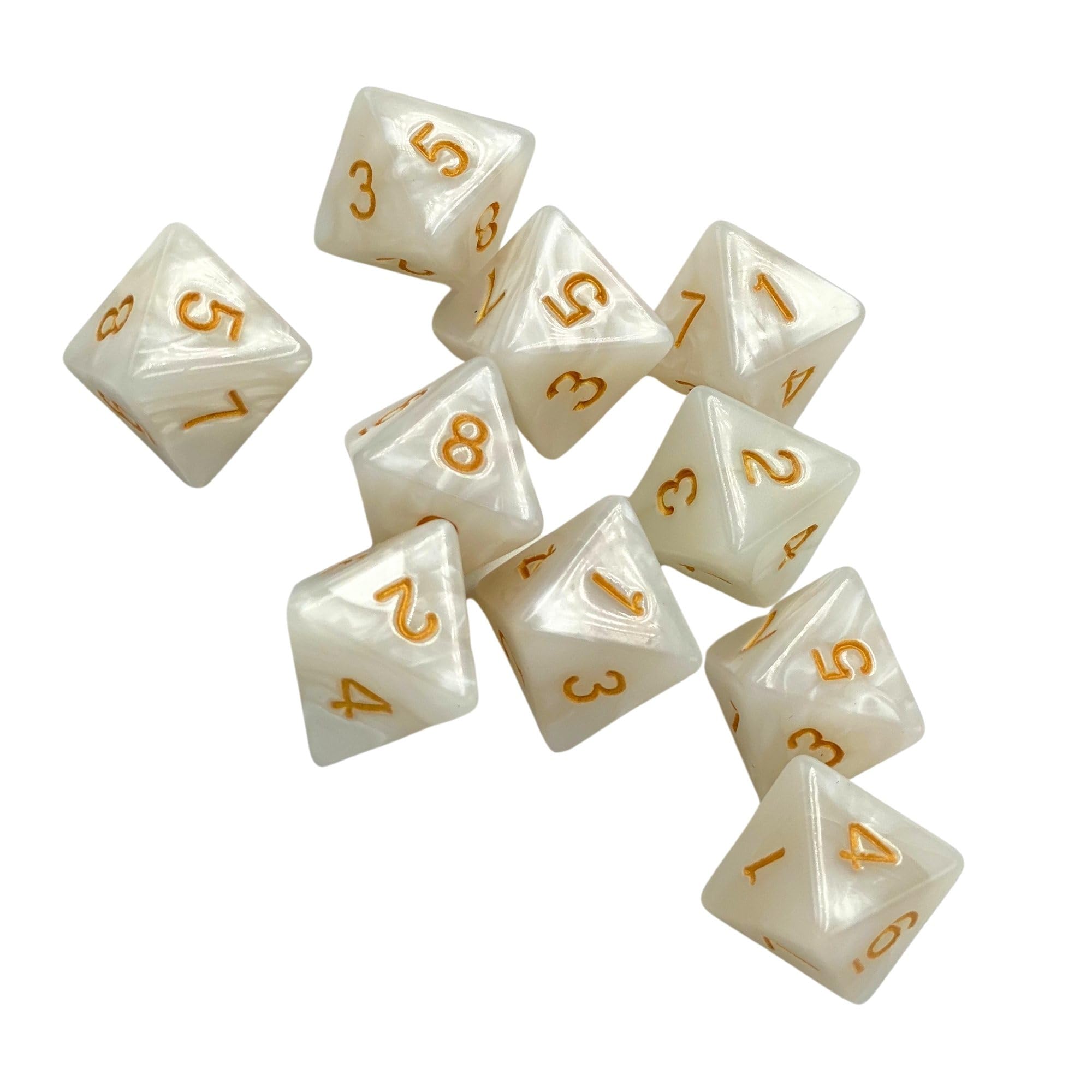 10 Pieces D8 Polyhedral Dice Set - 8 Sided Dice with Numbers | Ideal for Board Games, Classroom Activities, Party Table & Gaming Fun (Color: White, Size: 1.6cm/0.63in)