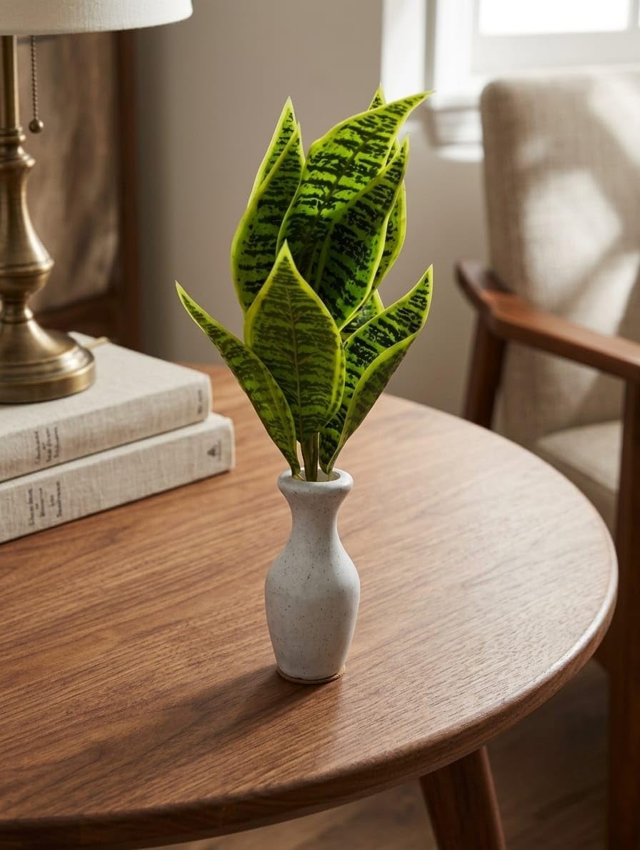 Artificial Snake Plant in Ceramic Vase, Faux Sansevieria Decoration for Home, Table Decorat, Stairs, and House Entry Stairs-image-3