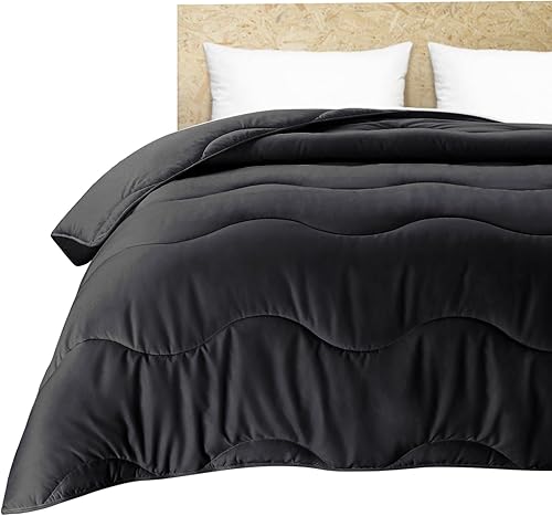 Miniatura 8 de Edredón ligero negro refrescante, relleno de edredón para todas las estaciones, transpirable tamaño Queen, ropa de cama de verano de microfibra