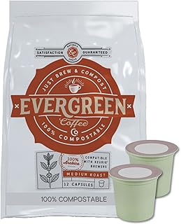 EverGreen Compostable Coffee Pods (72 Pods) - Medium Roast Coffee Pods In 100% Plant Based Coffee Pods and Outer-Packaging - K Cup Compatible (Including K Cup 2.0) - Eco-Friendly, Bold Flavor