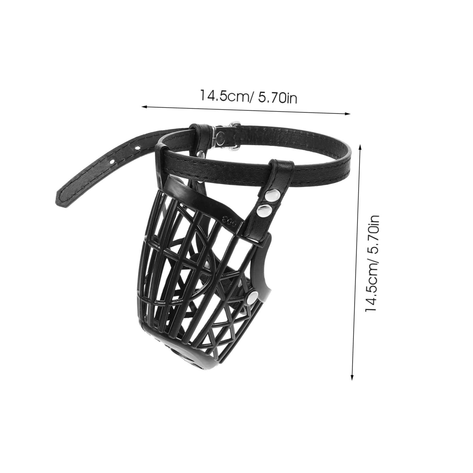 Yardwe 1Set Adjustable Plastic Basket Dog Muzzle Bite Safety Mask with PU Leather Straps Comfortable and Breathable Design for Pet Dogs Black