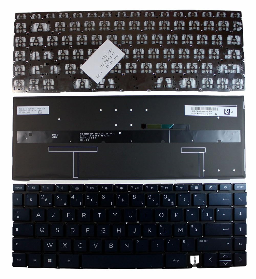 Clavier pour HP Spectre 14-ea0043na rétroéclairé bleu de Power4Laptops - 2