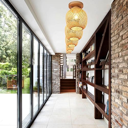 Wicker Chandelier con pantalla tejida y base E26 para comedor 2