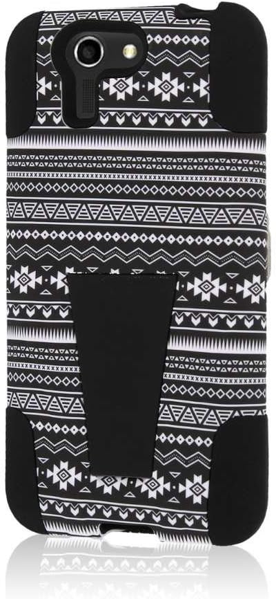 Asus PadFone X Case, MPERO Impact X Series Dual Layered Tough Durable Shock Absorbing Silicone Polycarbonate Hybrid Kickstand Case for PadFone X [Perfect Fit & Precise Port Cut Outs] - Black Aztec